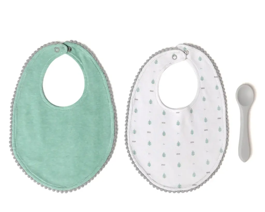 Set Baberos + cuchara Kiokids - Salvia