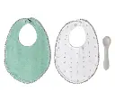 Set Baberos + cuchara Kiokids - Salvia