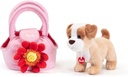 Perrito en bolsa rosa