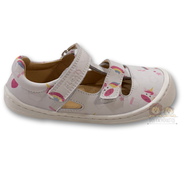 Sandalia respetuosa Flexi Nens - Unicornios Blanco