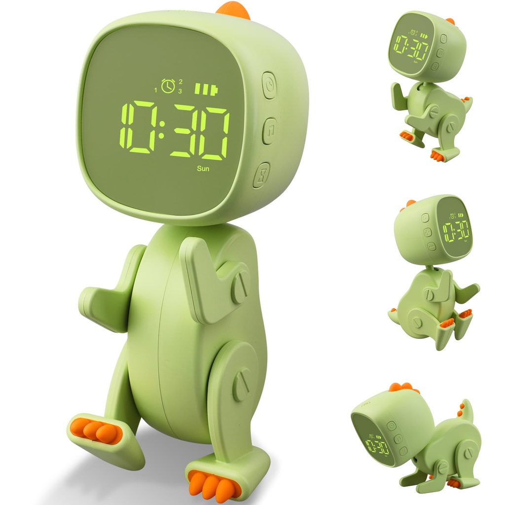 Mary's reloj despertador robo-dino verde