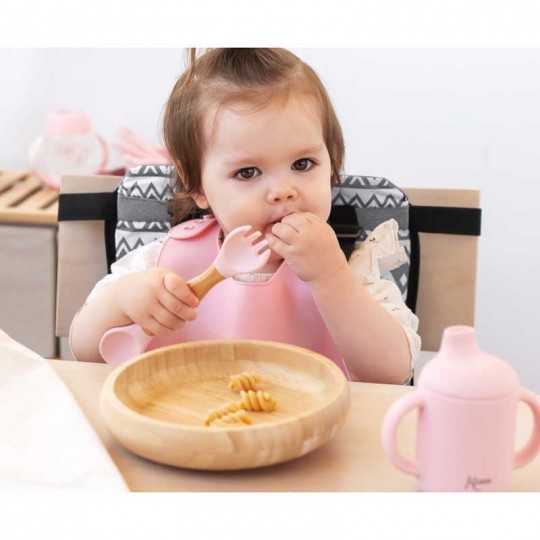 Plato Bambú+ Cubiertos de silicona - Kiokids