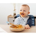 Plato Bambú+ Cubiertos de silicona Azul - Kiokids