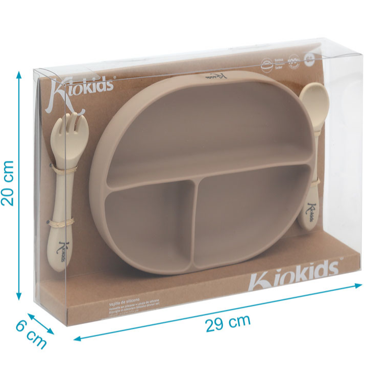 Set Vajilla 3 piezas Marrón - Kiokids 