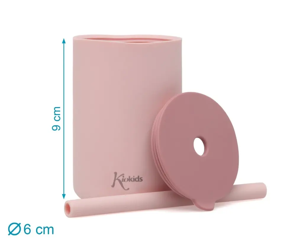 Vasos silicona con pajita Rosa - Kiokids 