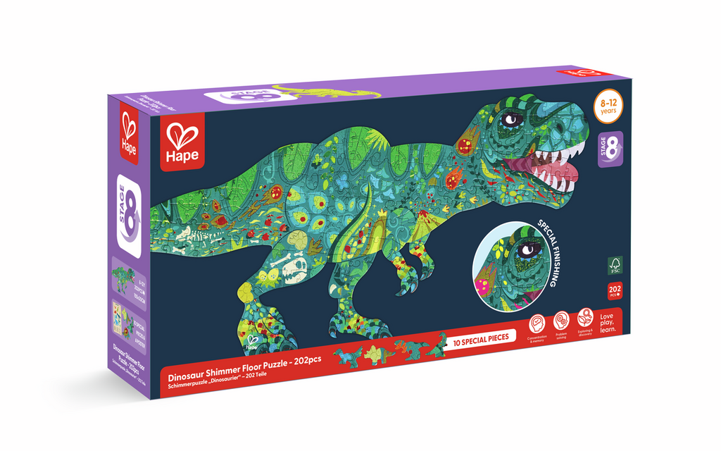 Puzzle de suelo brillante Dinos - Hape