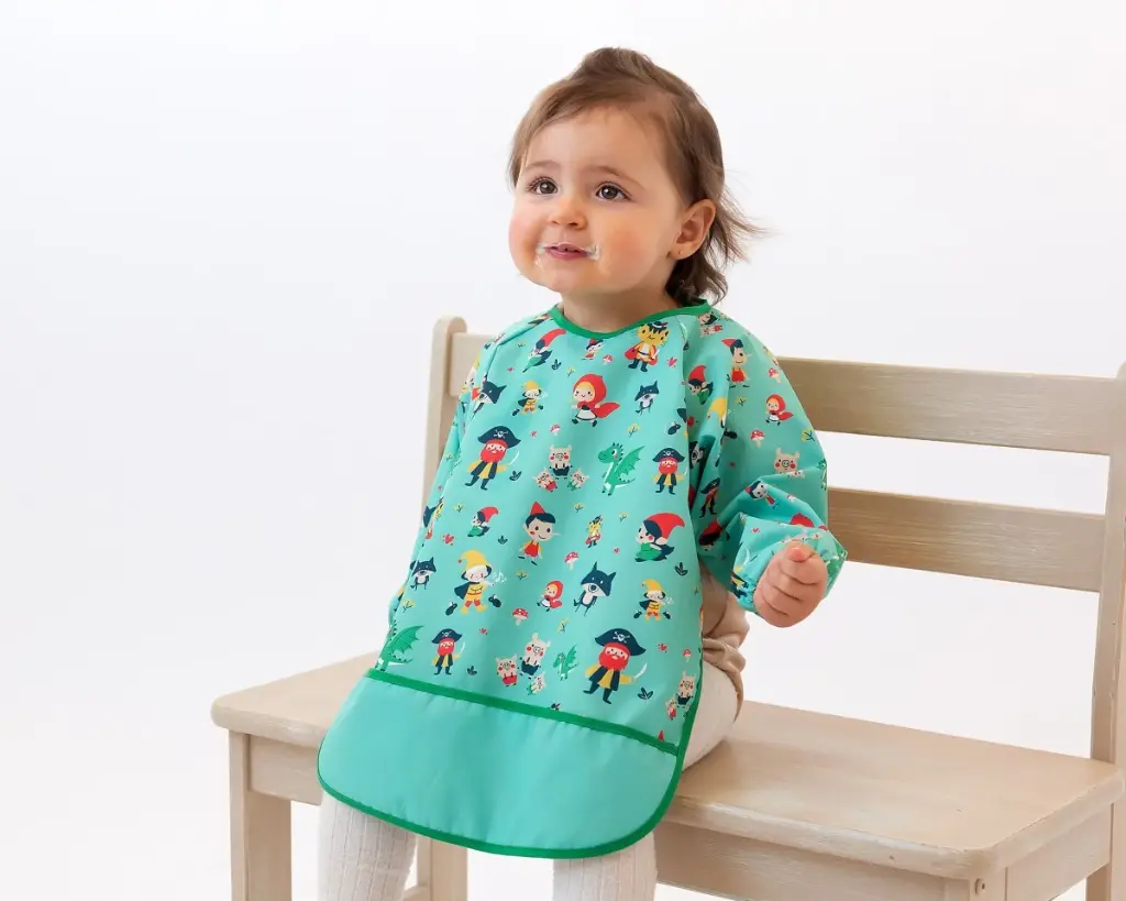 Babero impermeable con mangas Kiokids - Verde