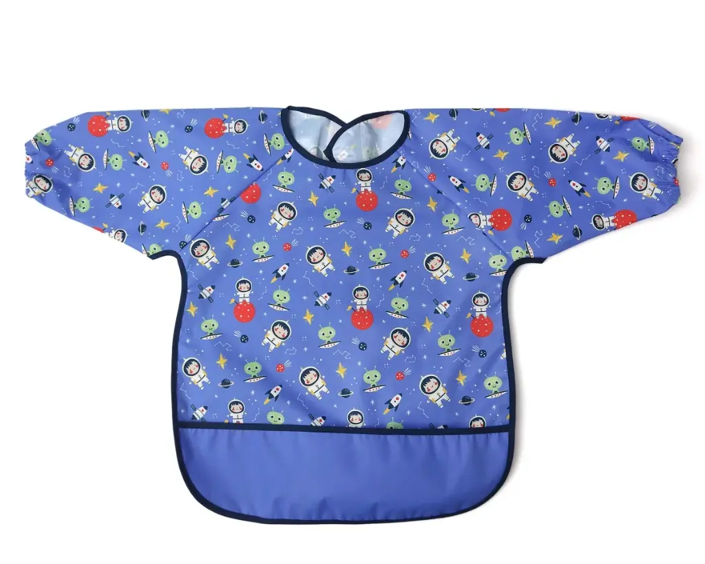 Babero impermeable con mangas Kiokids - Azul