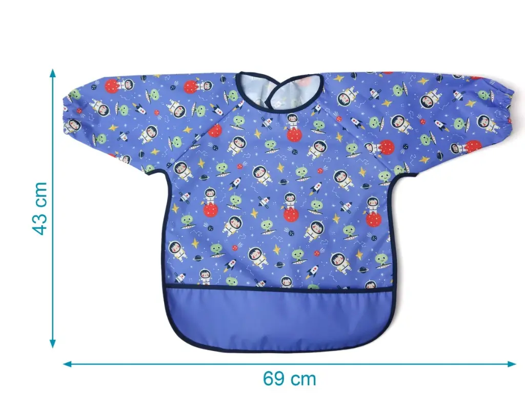 Babero impermeable con mangas Kiokids - Azul