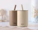 Vasos silicona con pajita Beige - Kiokids