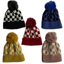 Gorro con pompon a cuadros - Varios colores