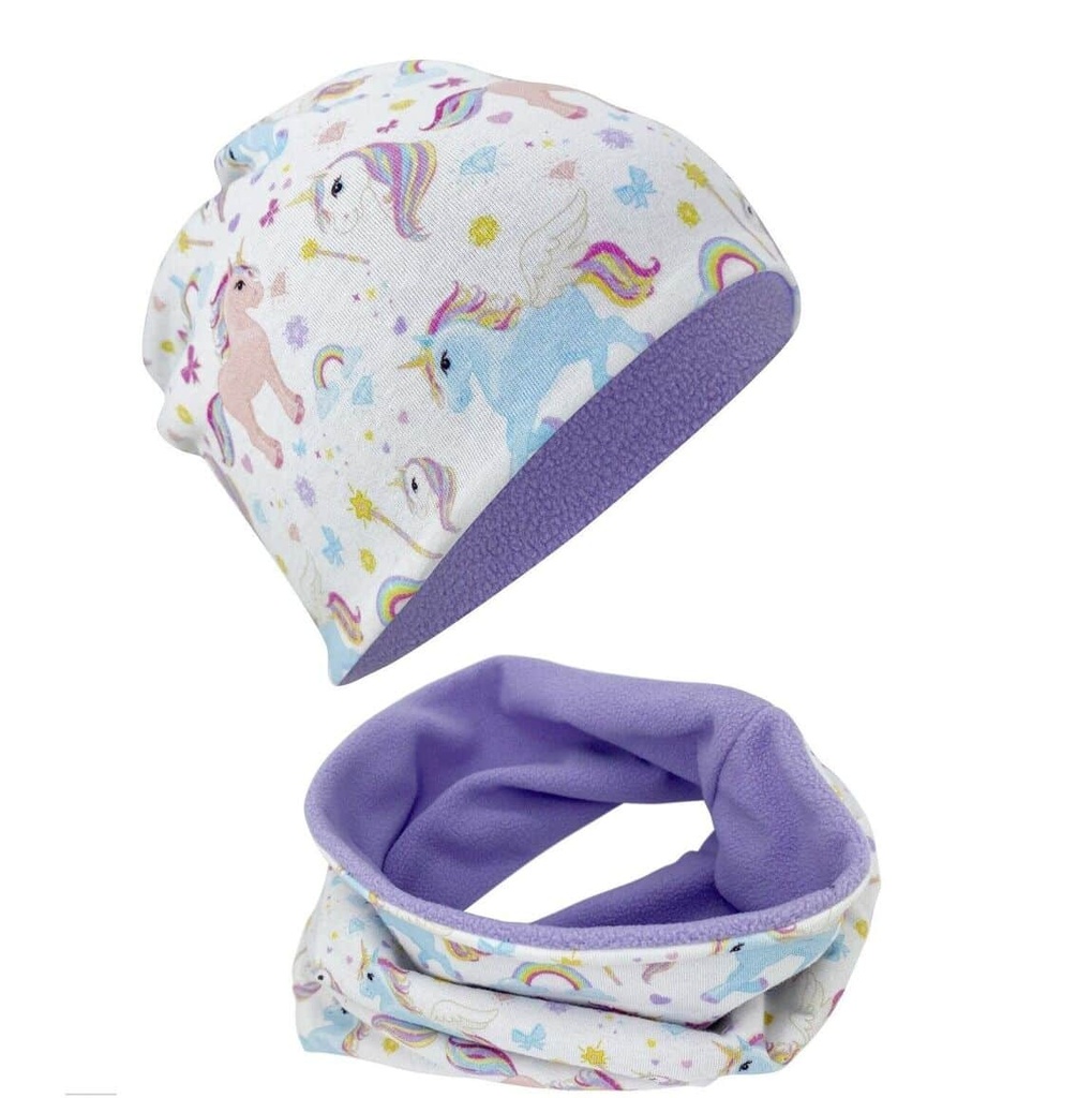 Set gorro y bufanda Heckbo - Unicornios