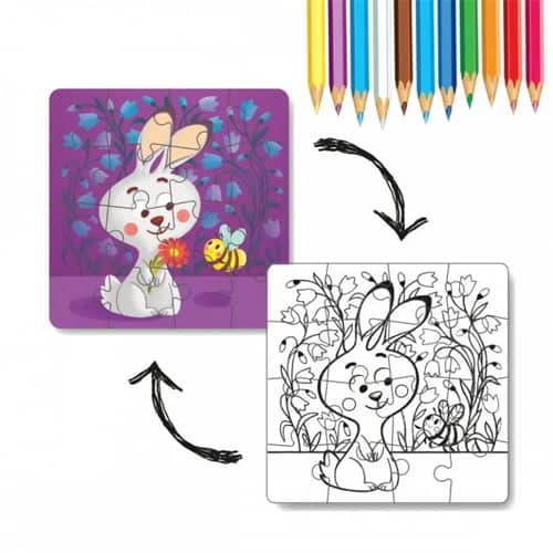 Puzzle 2 en 1 colorear - Conejo