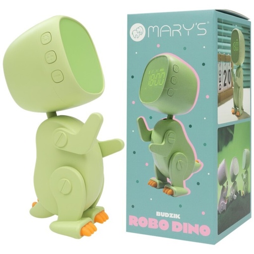 Mary's reloj despertador robo-dino verde