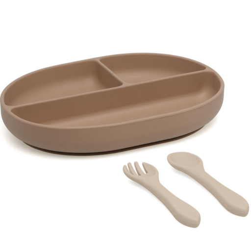 Set Vajilla 3 piezas Marrón - Kiokids 