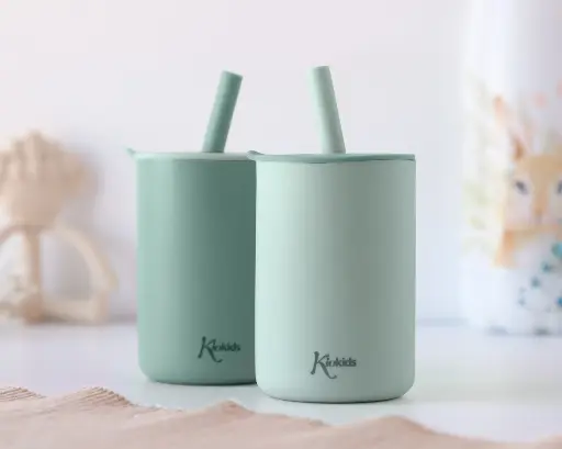 Vasos silicona con pajita Sage- Kiokids 