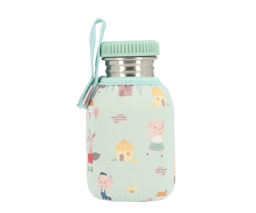Botella infantil acero con Funda - Tres Cerditos 350ml 