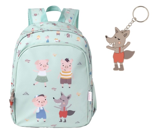 Mochila Escolar The Three Little Pigs + Llavero