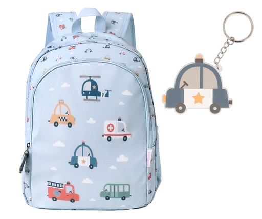 Mochila Escolar City Cars + Llavero