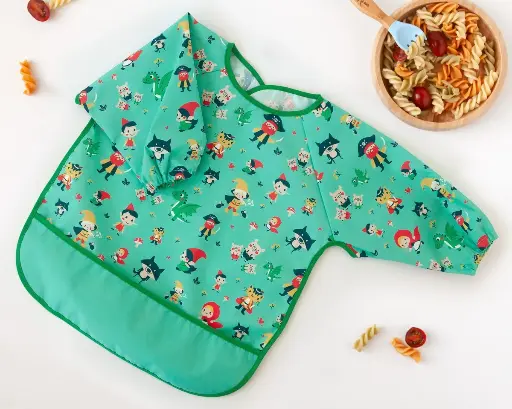 Babero impermeable con mangas Kiokids - Verde