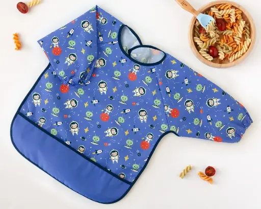 Babero impermeable con mangas Kiokids - Azul