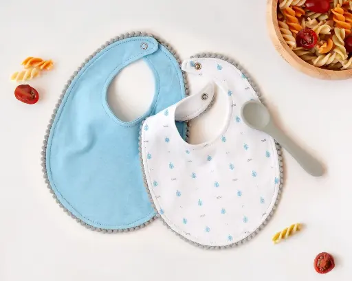 Set Baberos + cuchara Kiokids - Azul
