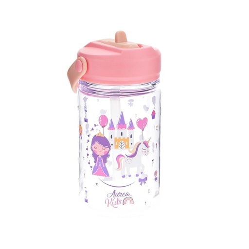 BOTELLA TRITÁN 350ML ADAPTADOR INFANTIL CON PAJITA - PINK MAGIC KINGDOM