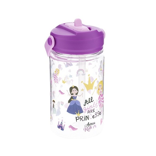 BOTELLA TRITÁN 350ML ADAPTADOR INFANTIL CON PAJITA - PRINCESS